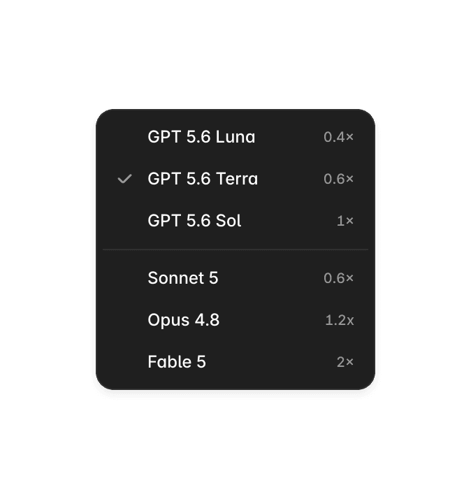 Model picker interface for choosing an AI model in Framer.
